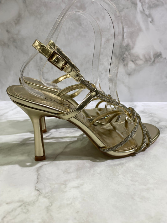 Sandalo con tacco oro