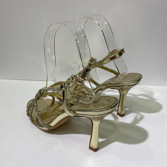 Sandali oro con fiocco brillantini