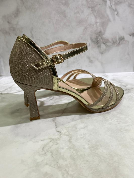 Sandalo con tacco oro