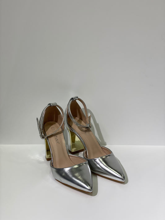 Décolleté ecopelle argento