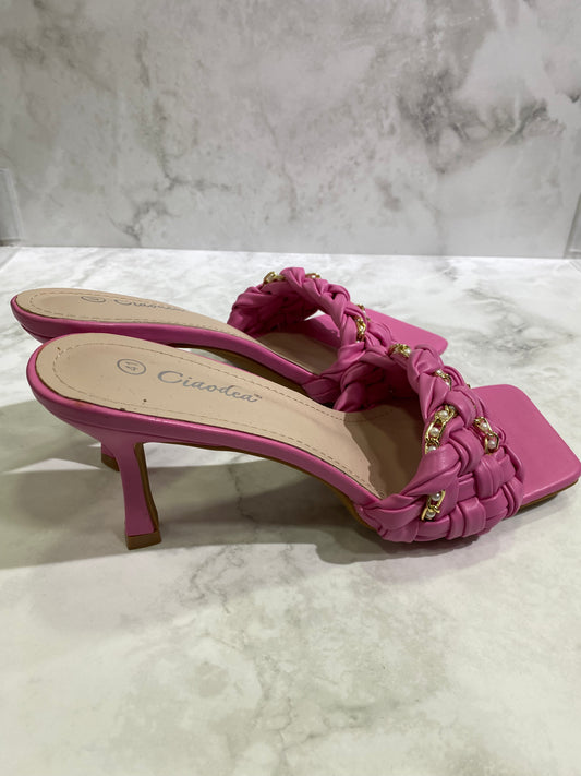 Ciabattina con tacco fucsia