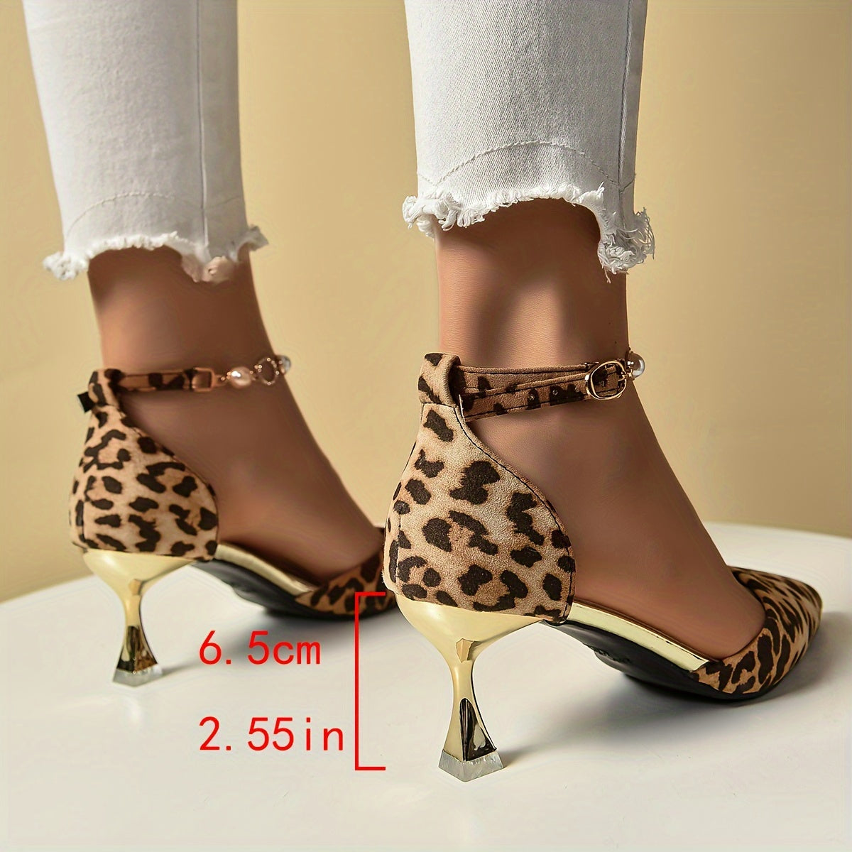 Tacchi Alti Eleganti con Cinturino di Perle – Stampa Leopardata DGS