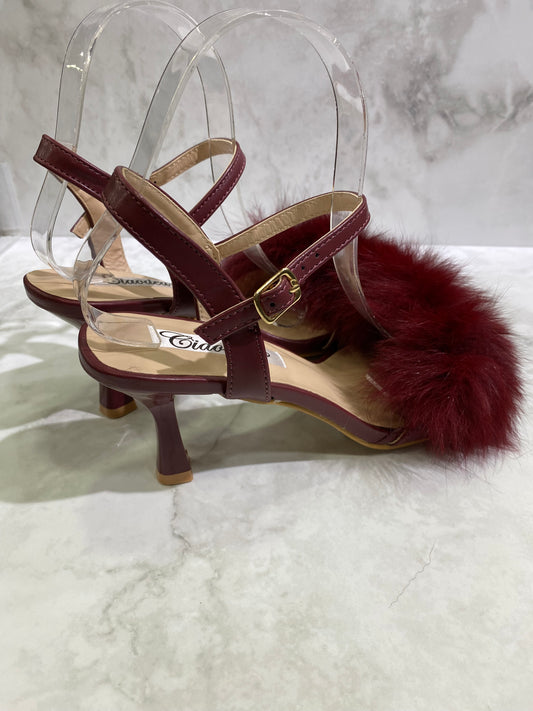 Sandalo con tacco bordeaux