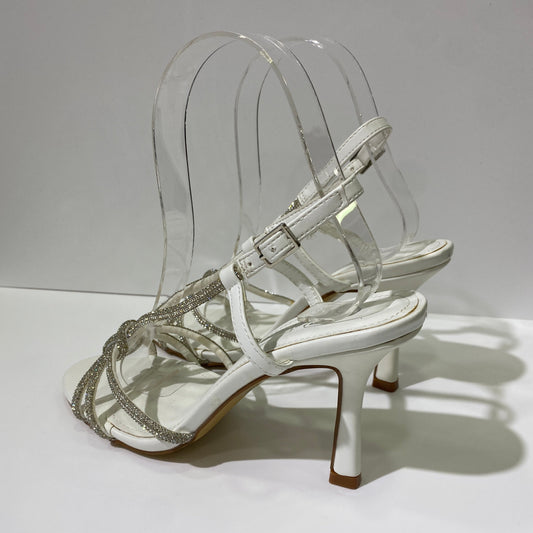 Sandali bianchi con fiocco brillantini