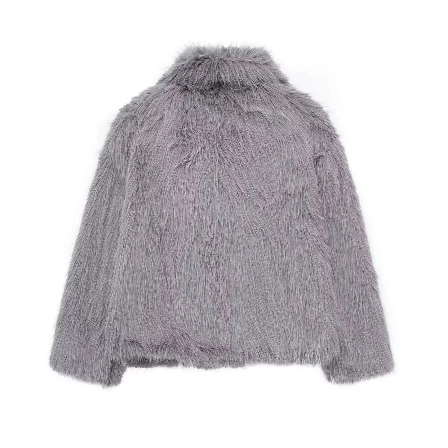 Giacca pelliccia donna lunga con collo ampio