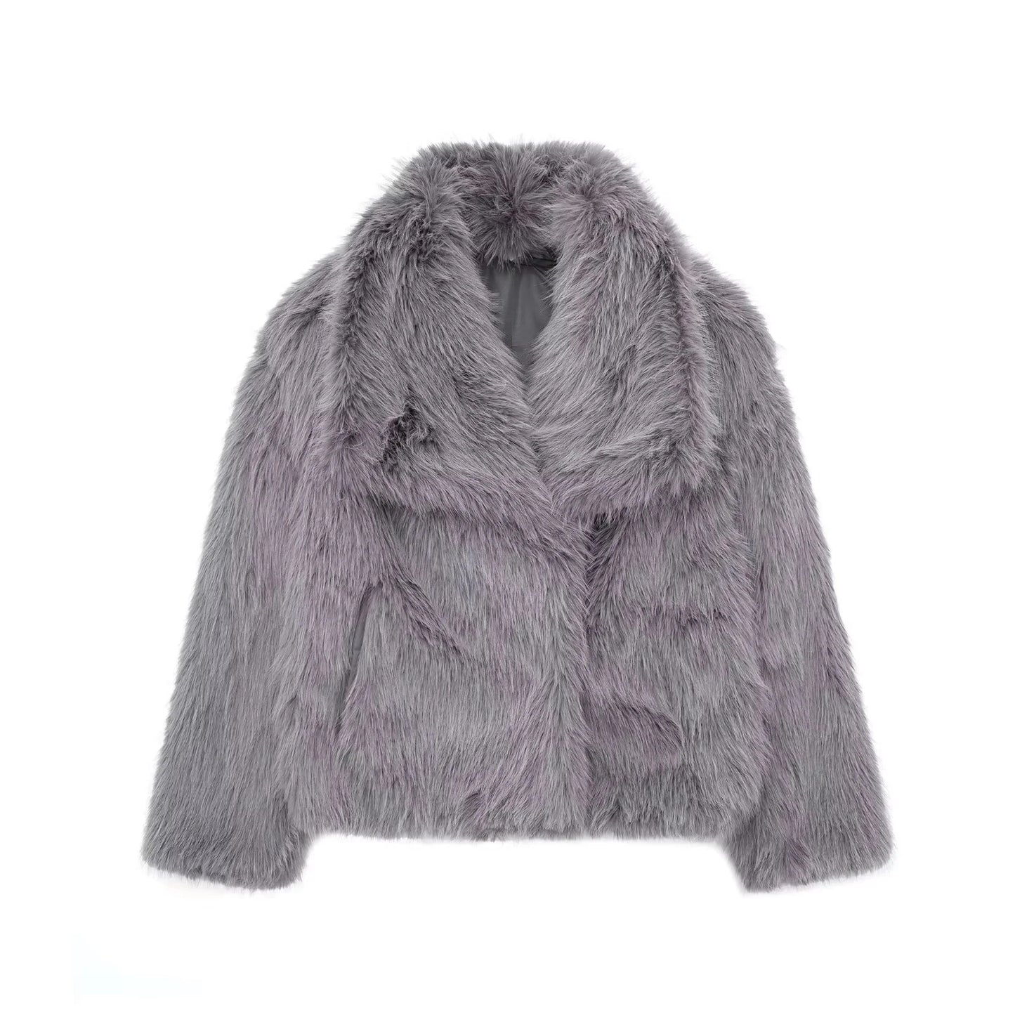 Giacca pelliccia donna lunga con collo ampio