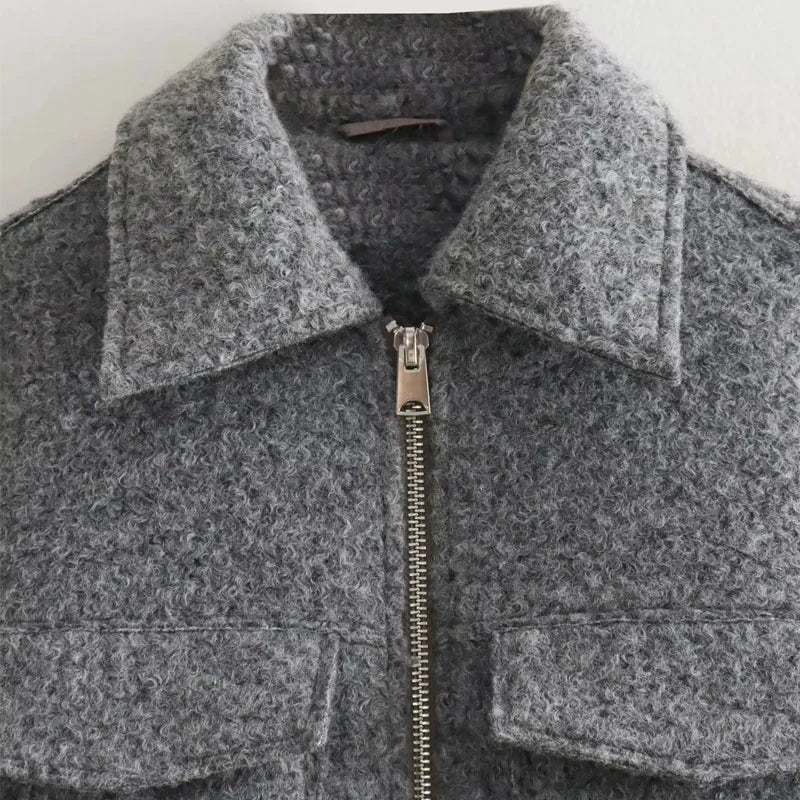 Giacca corta donna in Tweed con Zip