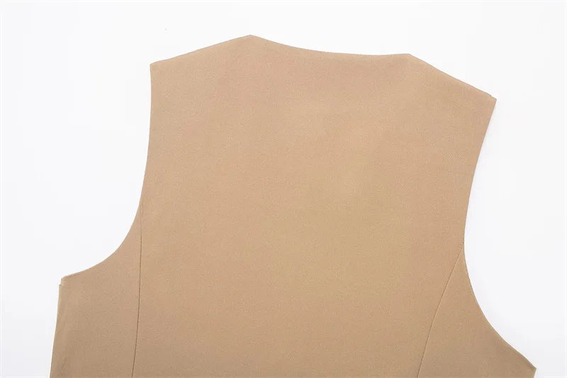 TRAF 2024 Black White Sleeveless Vest Woman Fashion V Neck Cropped Vest Top Female Summer Working Suit Vest Button Short Coats