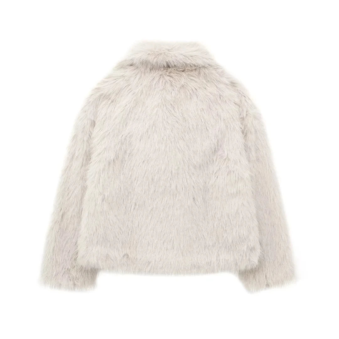 Giacca pelliccia donna lunga con collo ampio