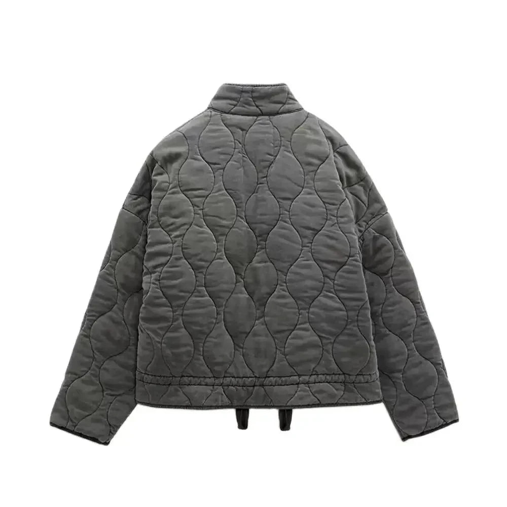Giacca casual vintage diamond con tasche e zip
