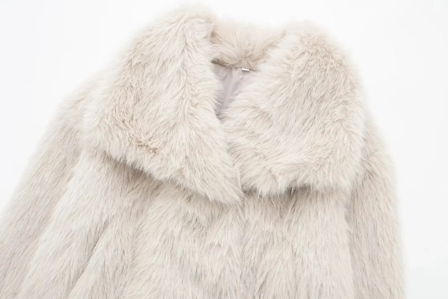 Giacca pelliccia donna lunga con collo ampio