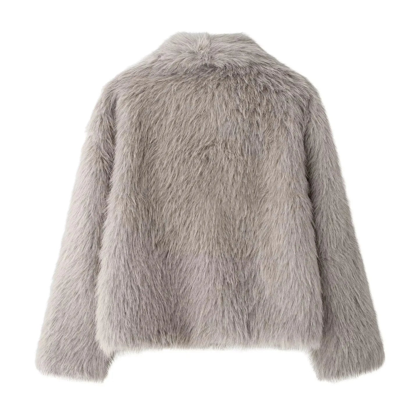 Giacca pelliccia donna lunga con collo ampio