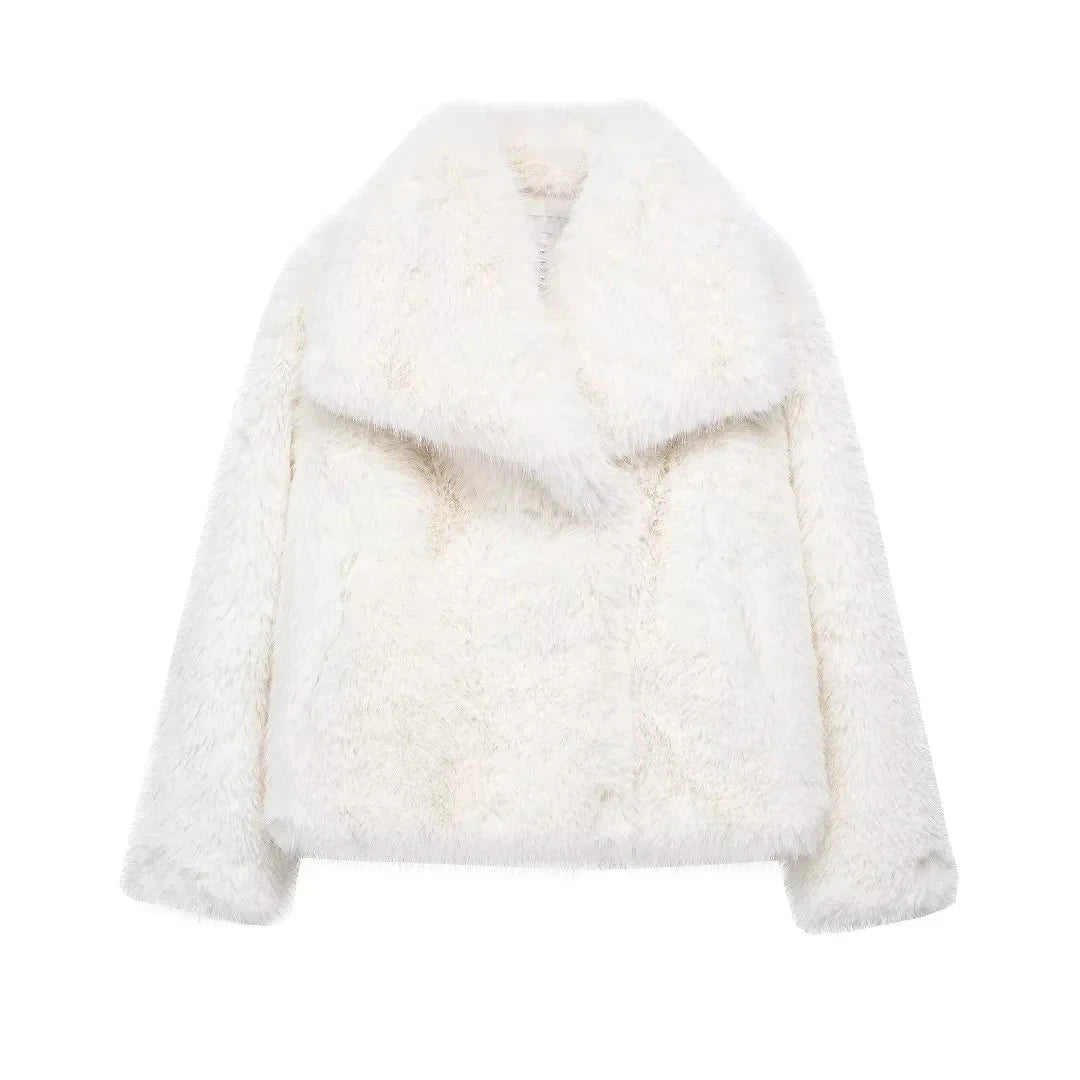 Giacca pelliccia donna lunga con collo ampio