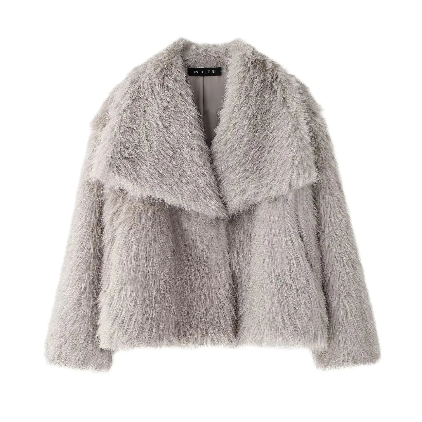 Giacca pelliccia donna lunga con collo ampio