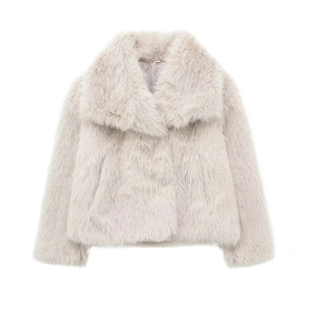 Giacca pelliccia donna lunga con collo ampio