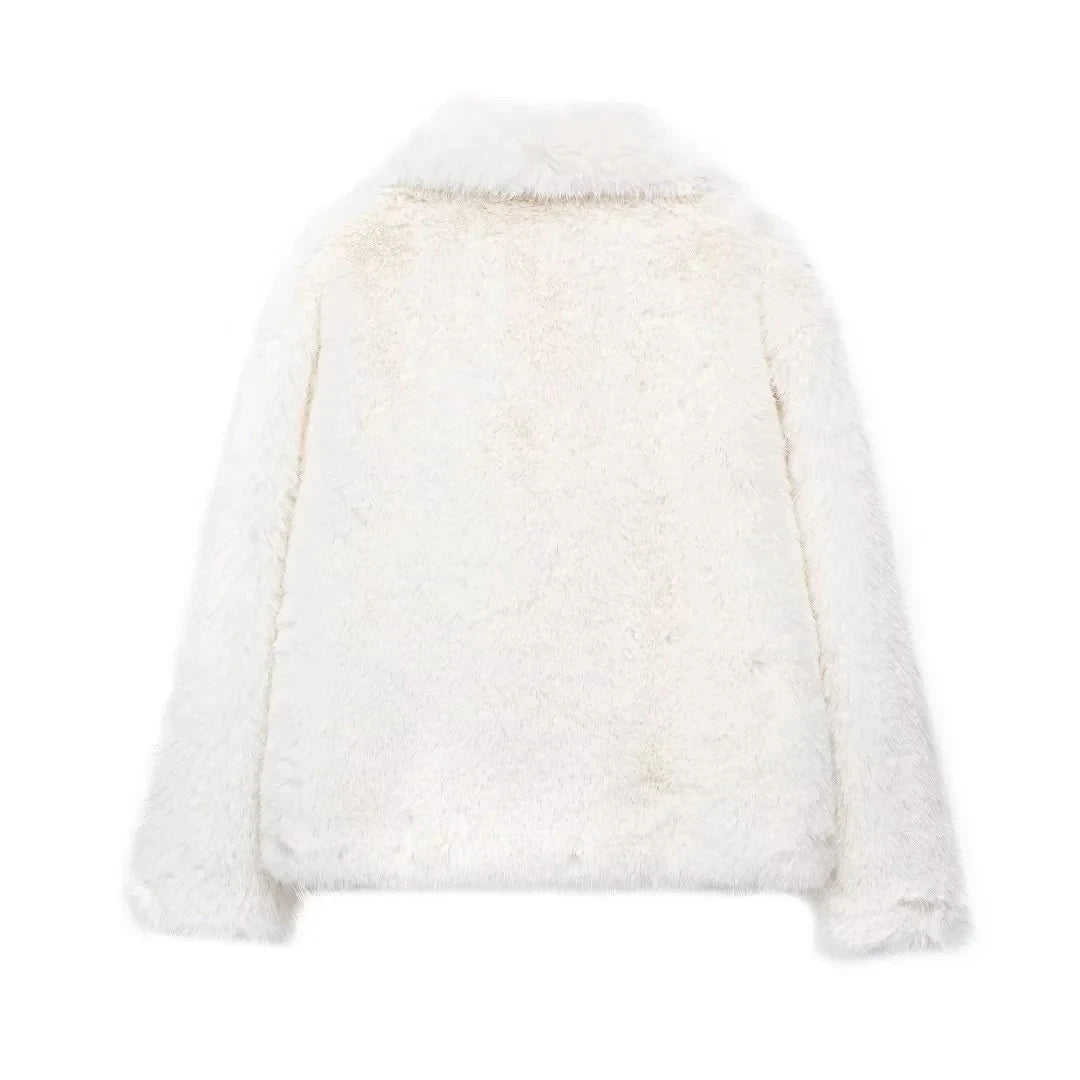Giacca pelliccia donna lunga con collo ampio