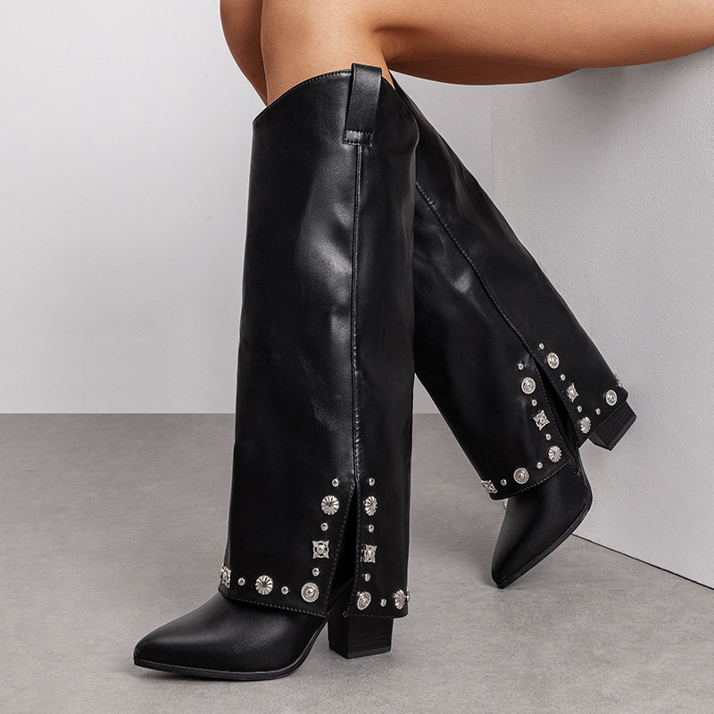Stivali high‑top con strass