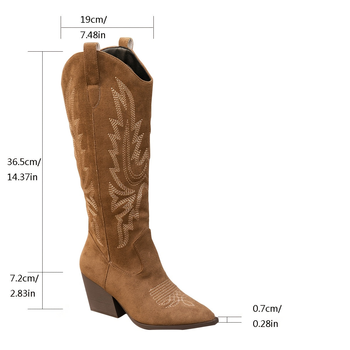 Stivale texano tinta unita – punta affilata, tacco chunky