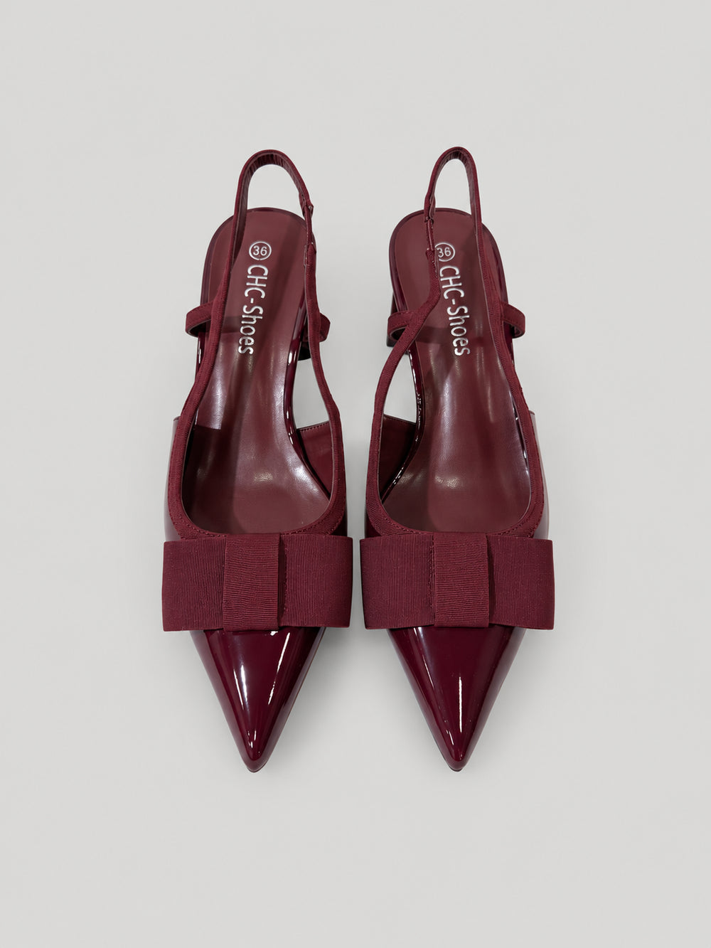 Slingback ZELDA, colore rosso, vista frontale dall’alto: punta affusolata.