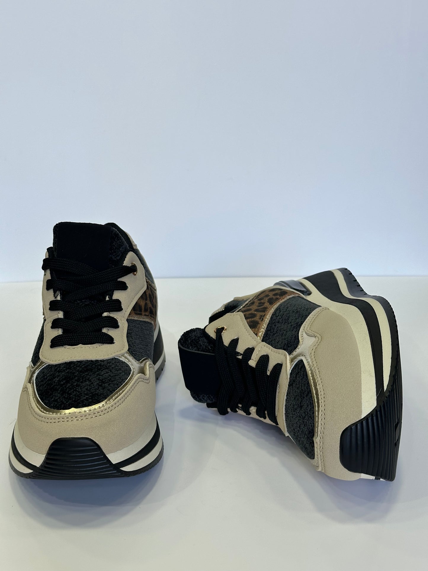 GIULIA – sneakers beige leopard con para alta