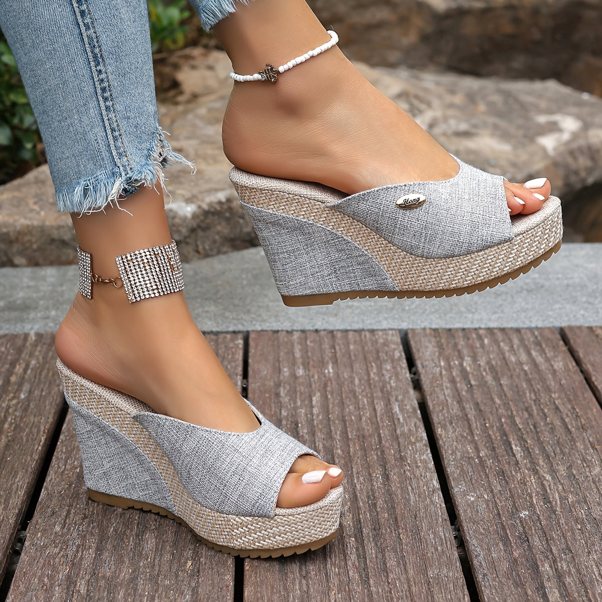 Zeppe Espadrillas Nere con Dettaglio Fibbia – Punta Aperta ZGS
