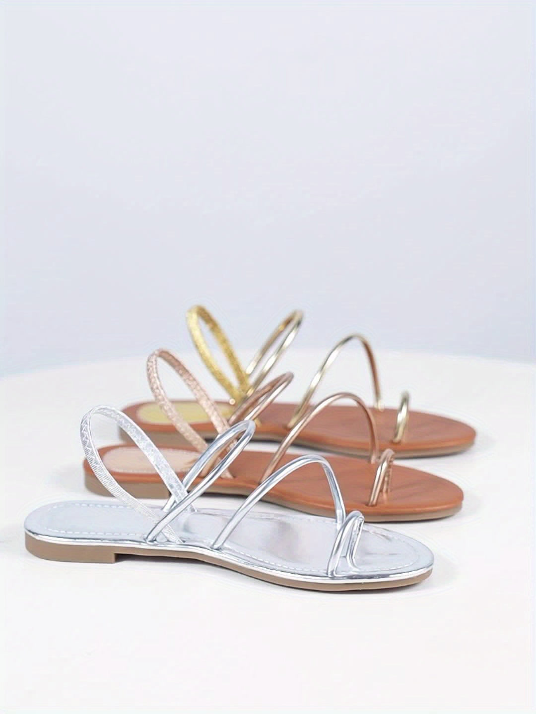 Women'S Toe Post Slingback Sandals, Comfortable Simple Outdoor Fashion Toe Post Design Spring Summer Flat Sandals for Women