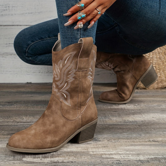 Stivale texano ecocamoscio punta affusolata – slip‑on