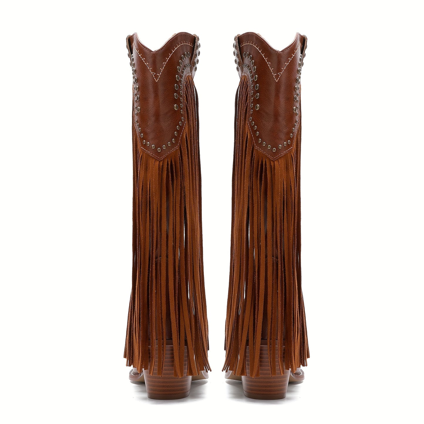 Stivale texano vintage con frange – punta tonda e zip