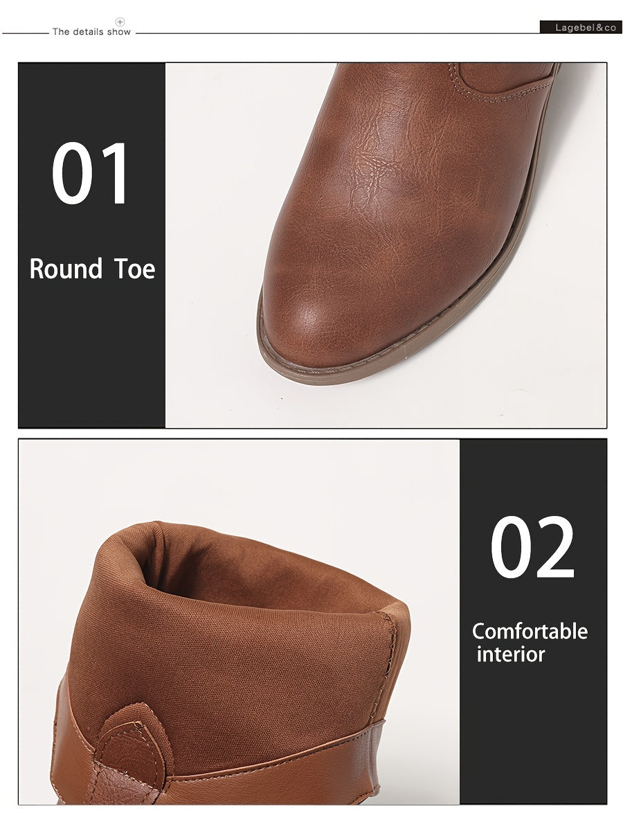 Stivale texano slip‑on – tacco chunky punta tonda