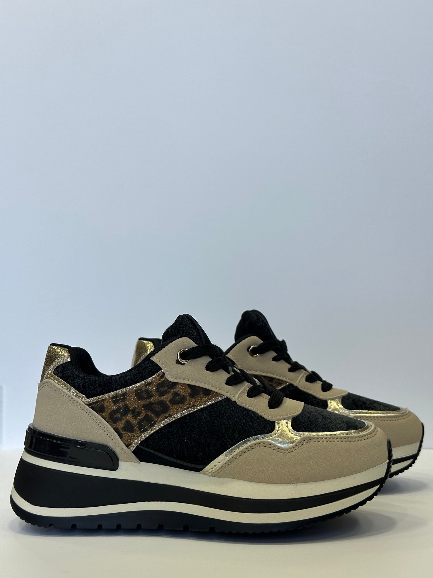 GIULIA – sneakers beige leopard con para alta