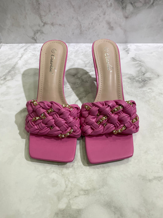 Ciabattina con tacco fucsia