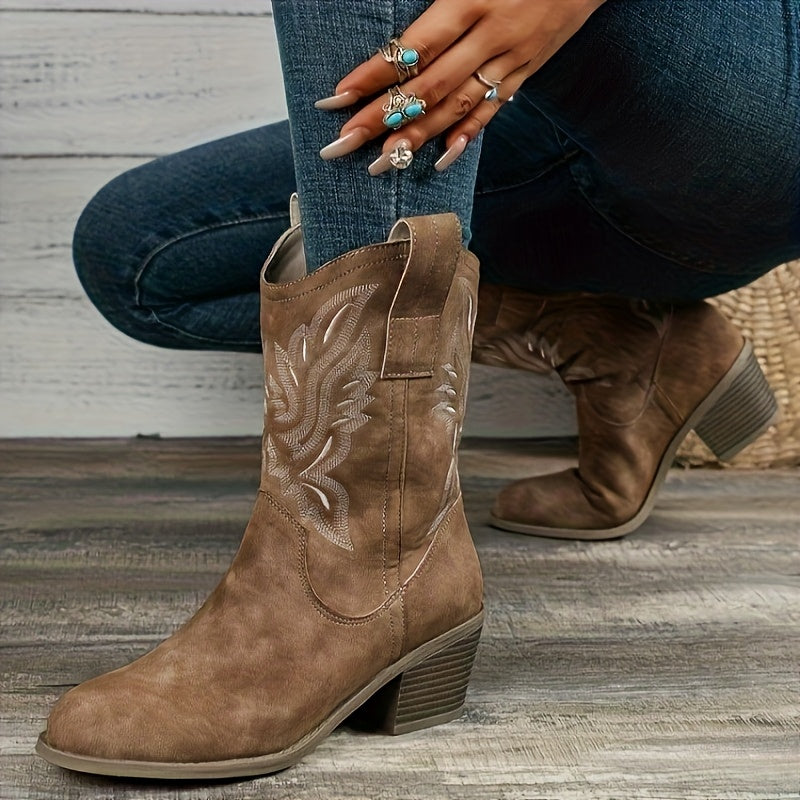 Stivale texano ecocamoscio punta affusolata – slip‑on