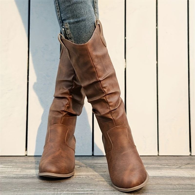 Stivale texano slouchy – punta tonda e tacco chunky