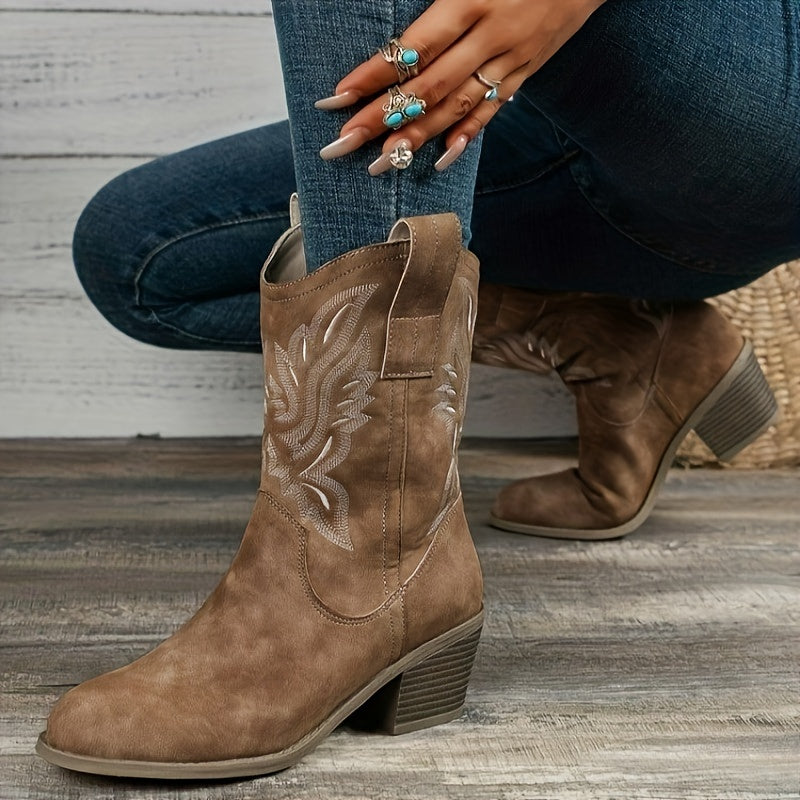 Stivale texano ecocamoscio punta affusolata – slip‑on