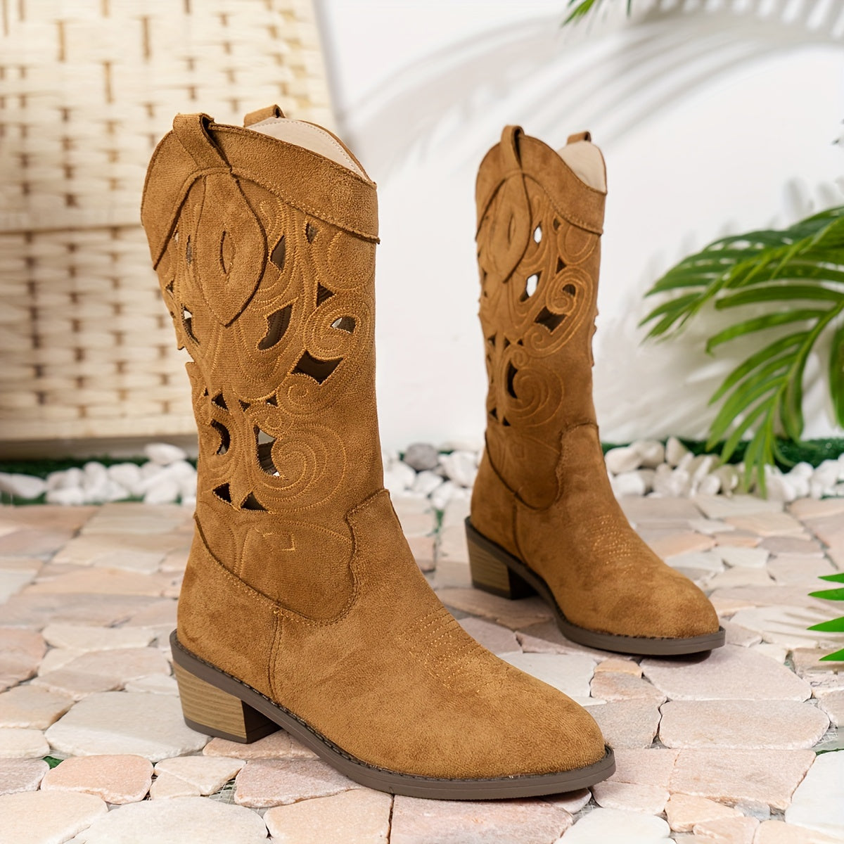 Stivale texano traforato – tacco chunky