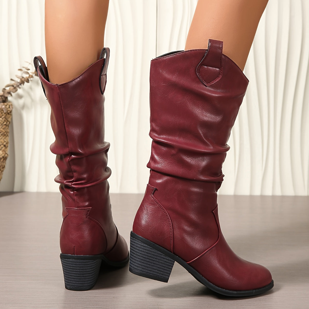 Stivale texano slouchy – punta tonda e tacco chunky