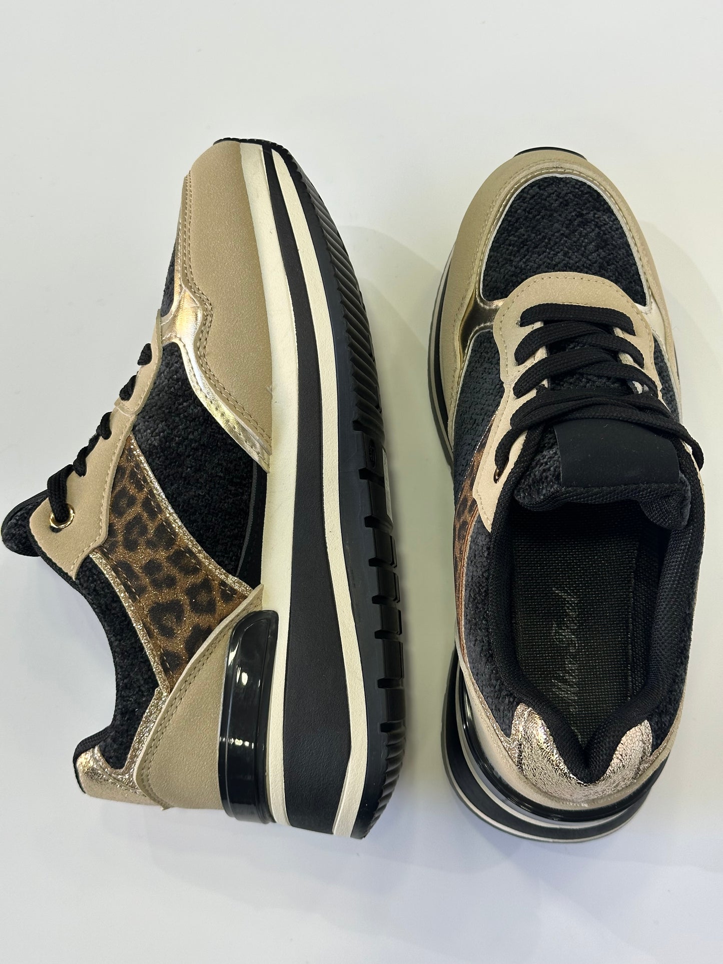 GIULIA – sneakers beige leopard con para alta