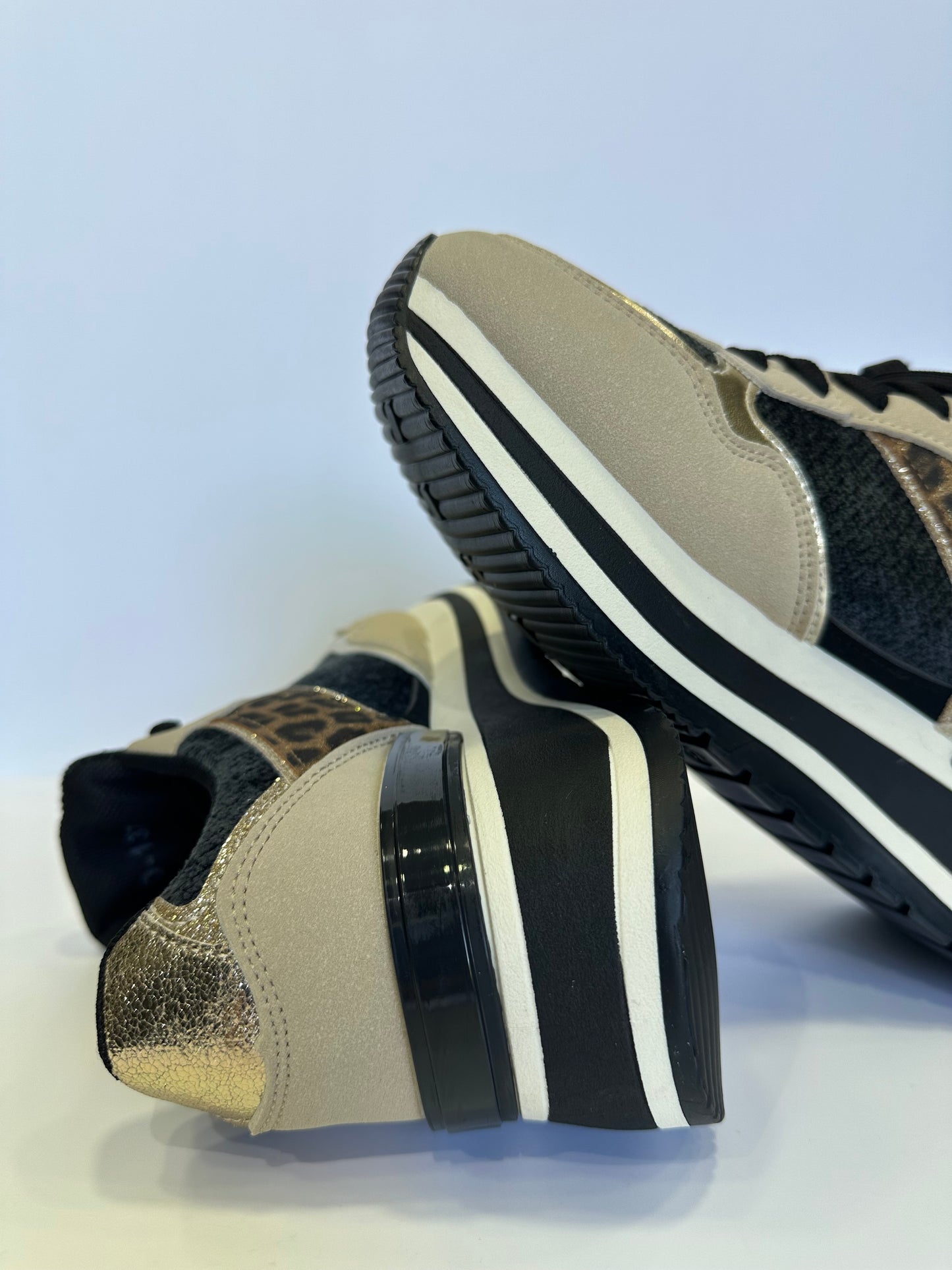 GIULIA – sneakers beige leopard con para alta