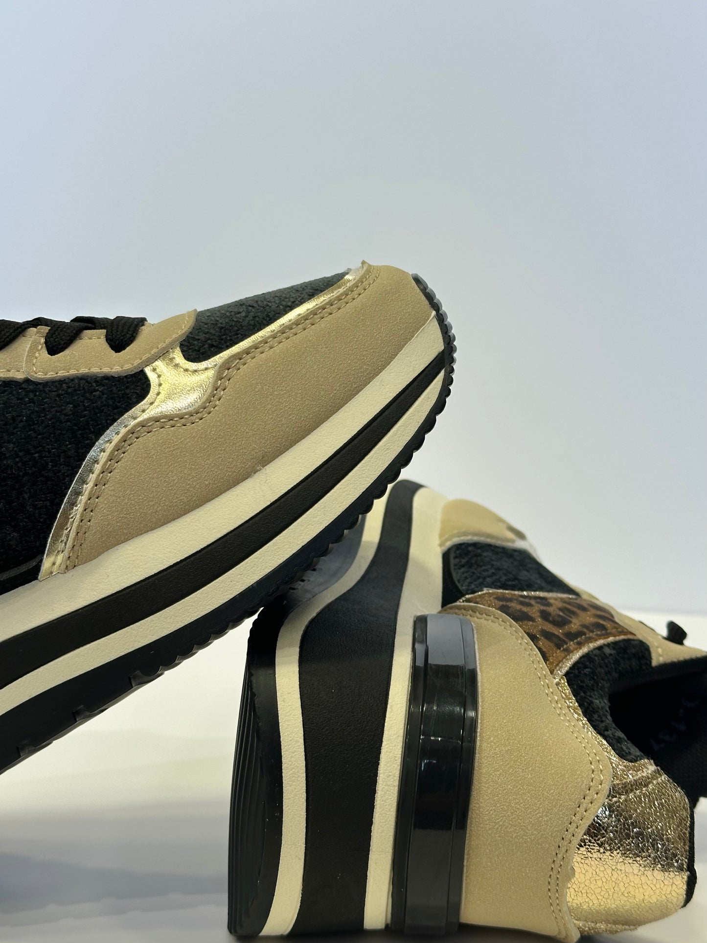 GIULIA – sneakers beige leopard con para alta