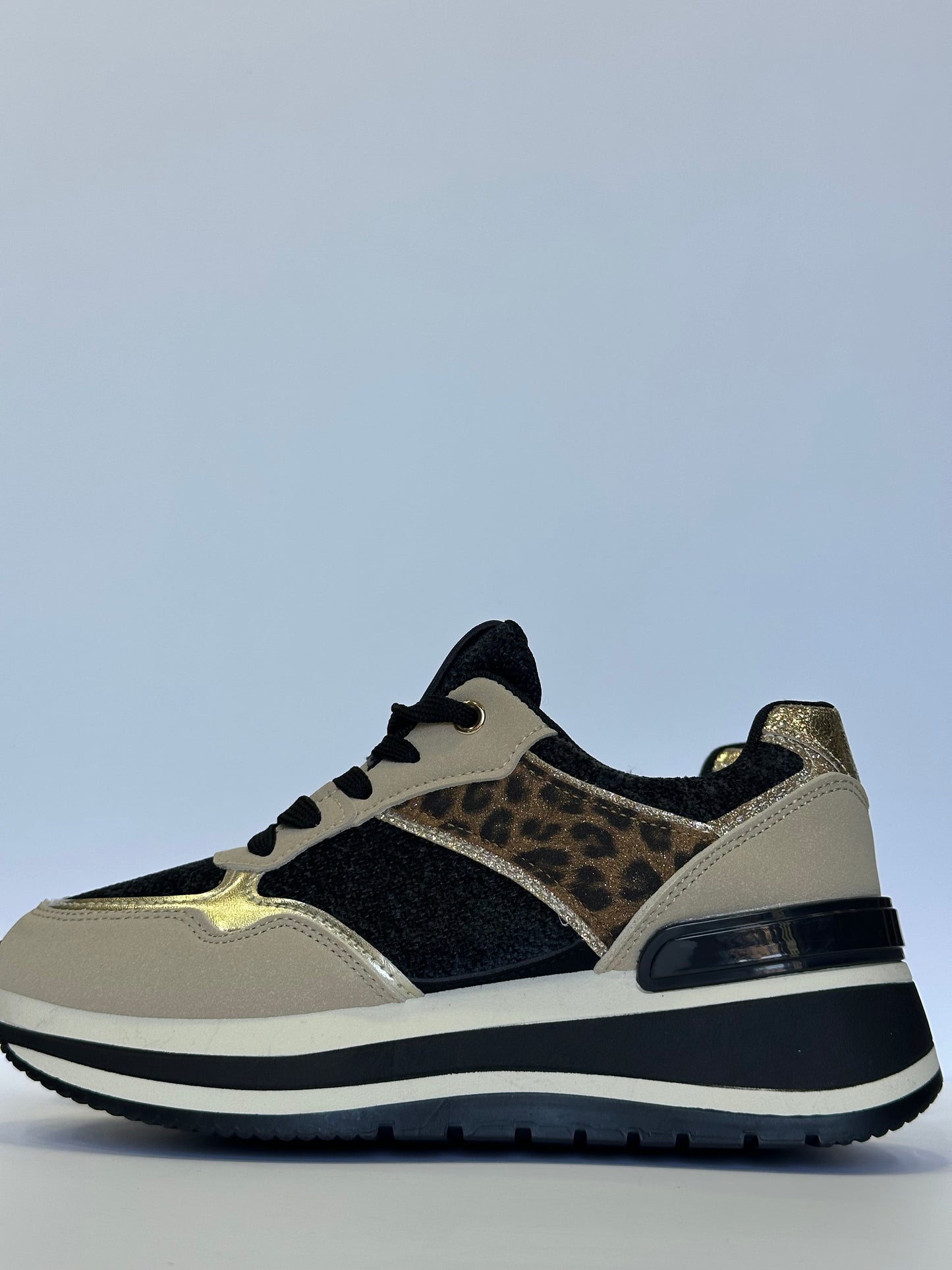 GIULIA – sneakers beige leopard con para alta