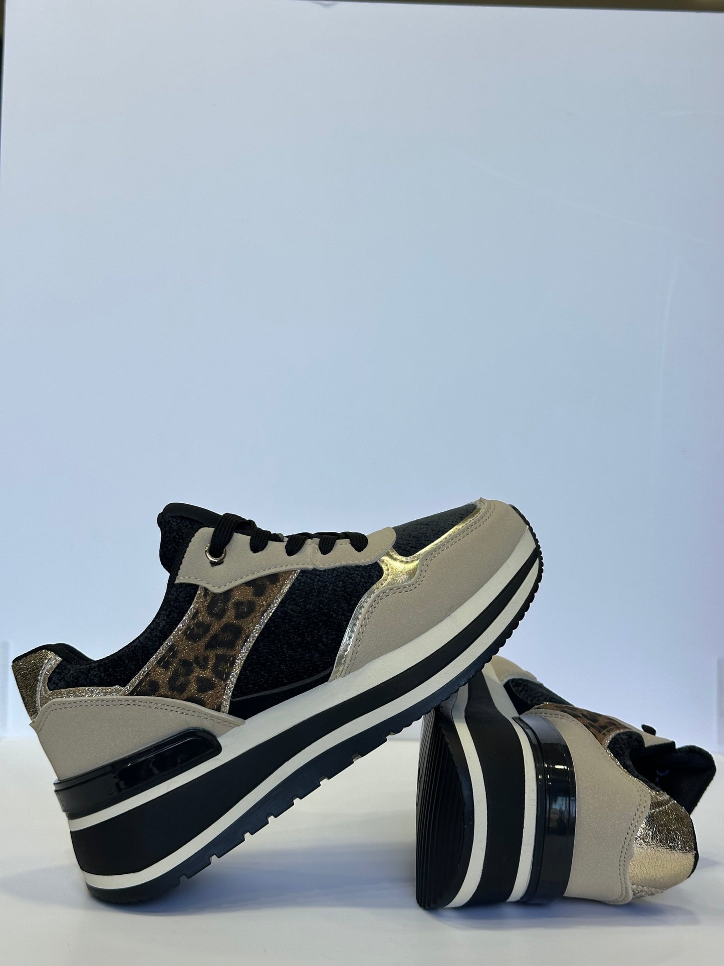 GIULIA – sneakers beige leopard con para alta