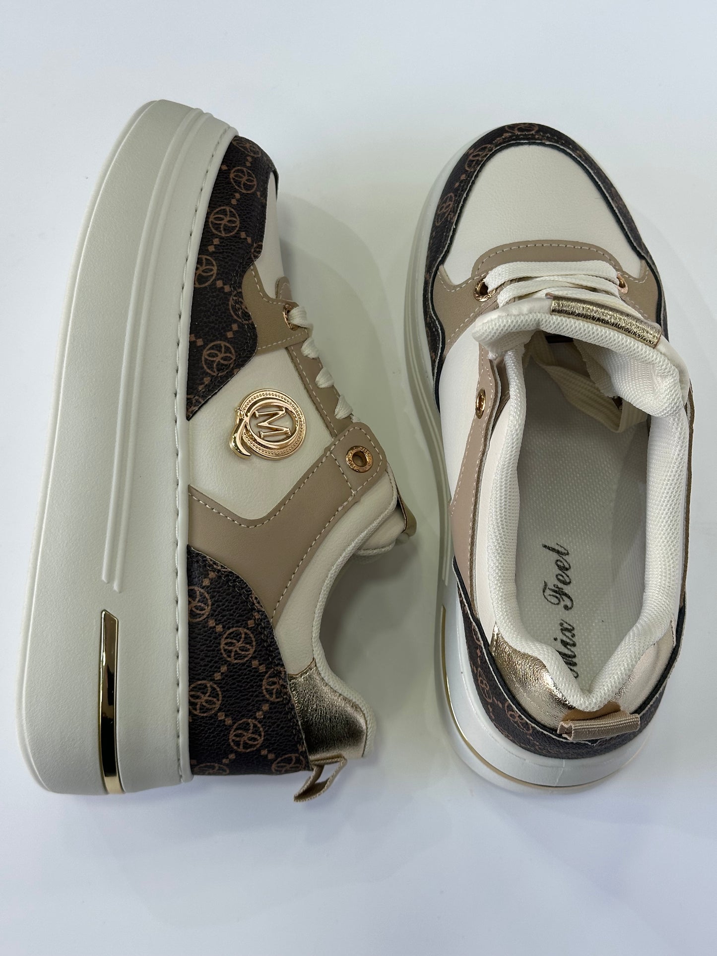 VALERIA – sneakers beige con para alta