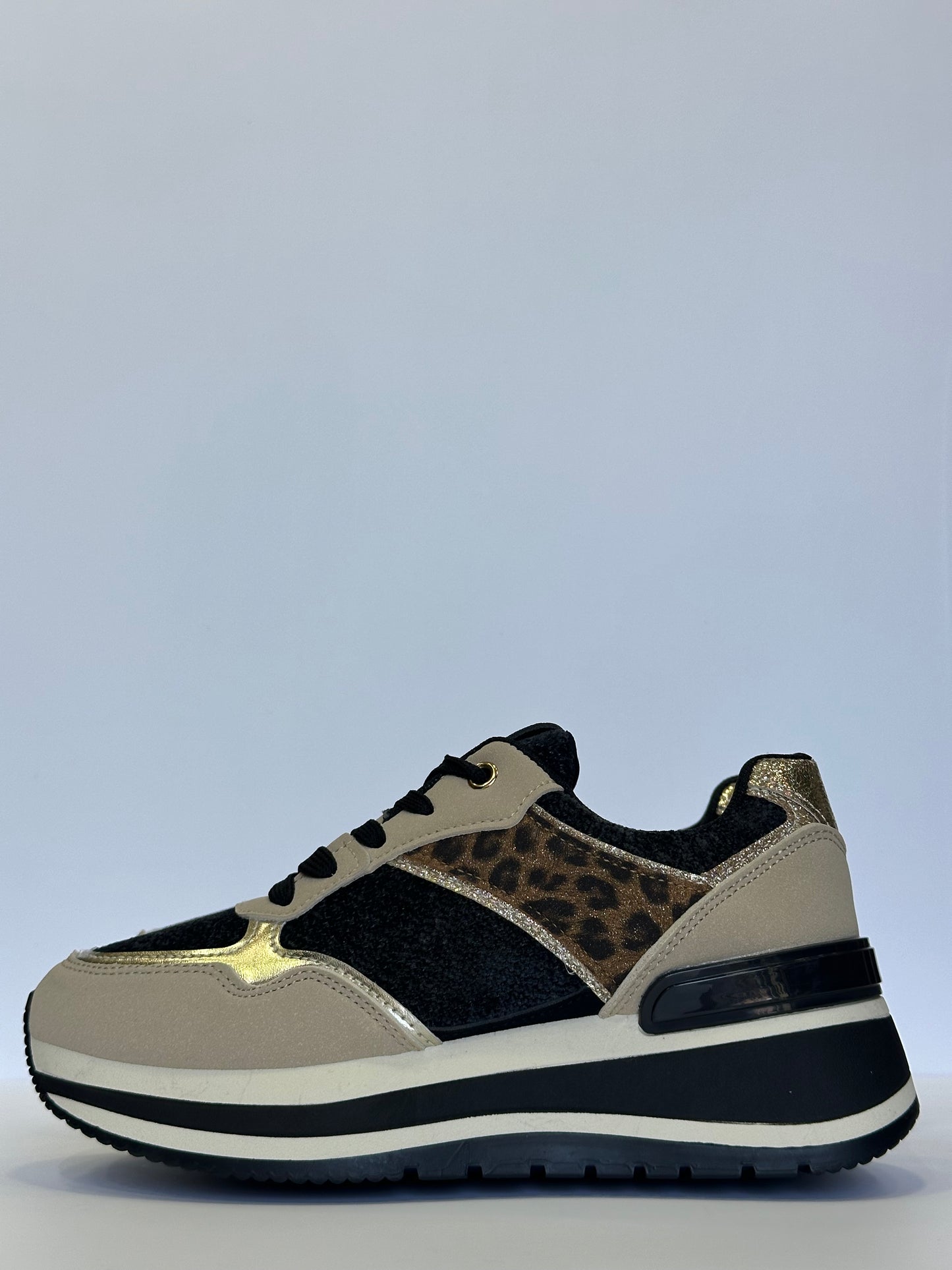 GIULIA – sneakers beige leopard con para alta