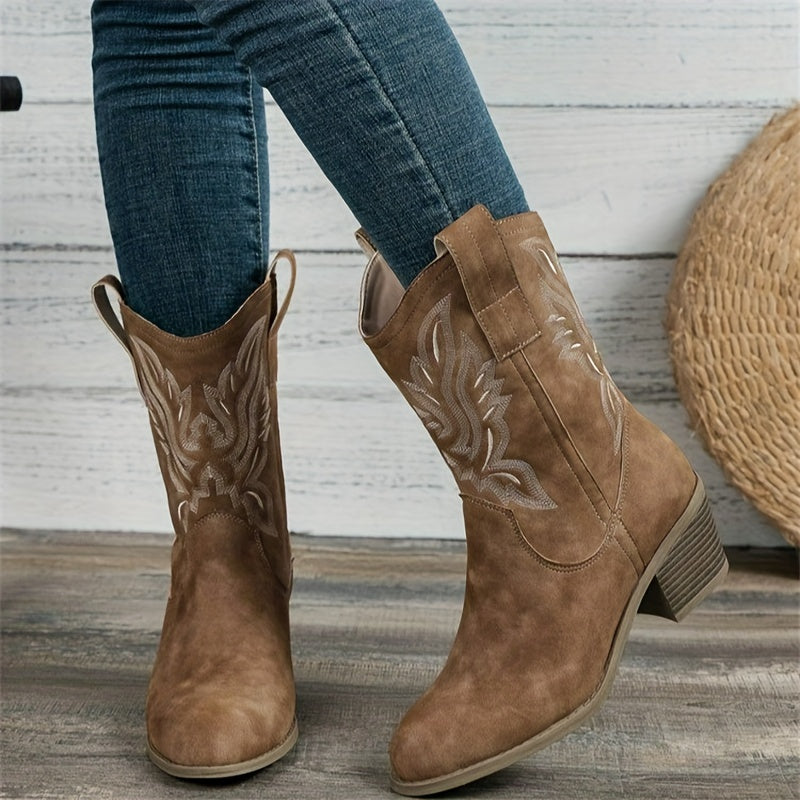 Stivale texano ecocamoscio punta affusolata – slip‑on