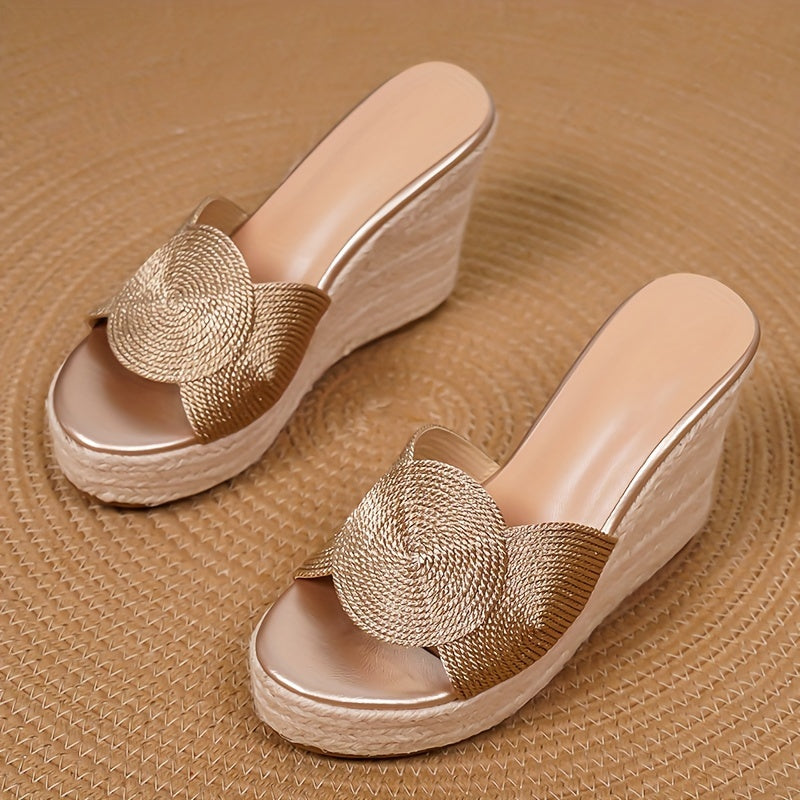 Zeppe Espadrillas con Punta Aperta e Cinturino alla Caviglia ZGS