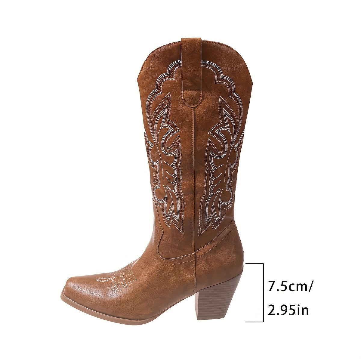 Stivale texano slip‑on monocromatico – tacco chunky, punta tonda