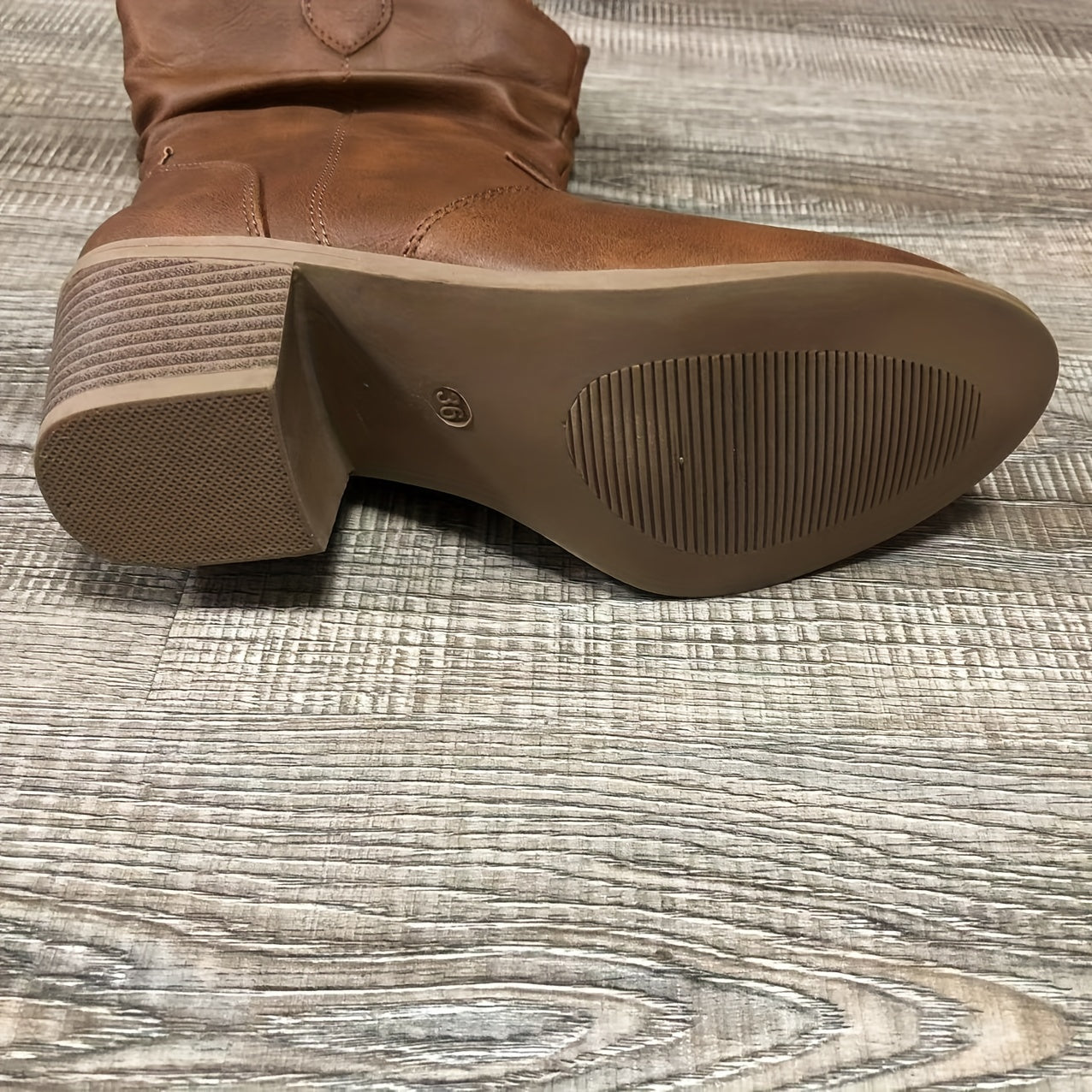 Stivale texano slip‑on – tacco chunky punta tonda