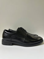 Scarpe stringate da uomo CATERINA, colore nero, vista laterale: finitura liscia, tacco basso.
