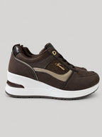 Sneakers ASHA, colore marrone, vista laterale: finitura con inserti texturizzati.