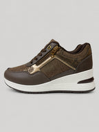 Sneakers NOLA, colore marrone, vista del lato opposto: finitura con inserti texturizzati.